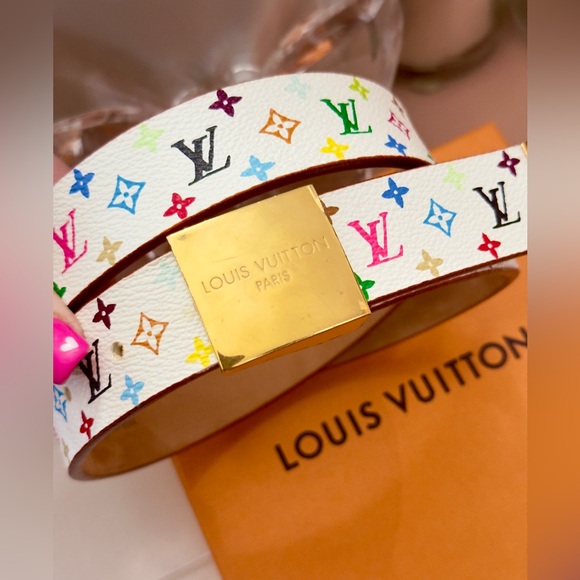 SOLD ❌ Louis Vuitton Takashi Murakami White Multicolor Ceinture Belt - Picture 4 of 8
